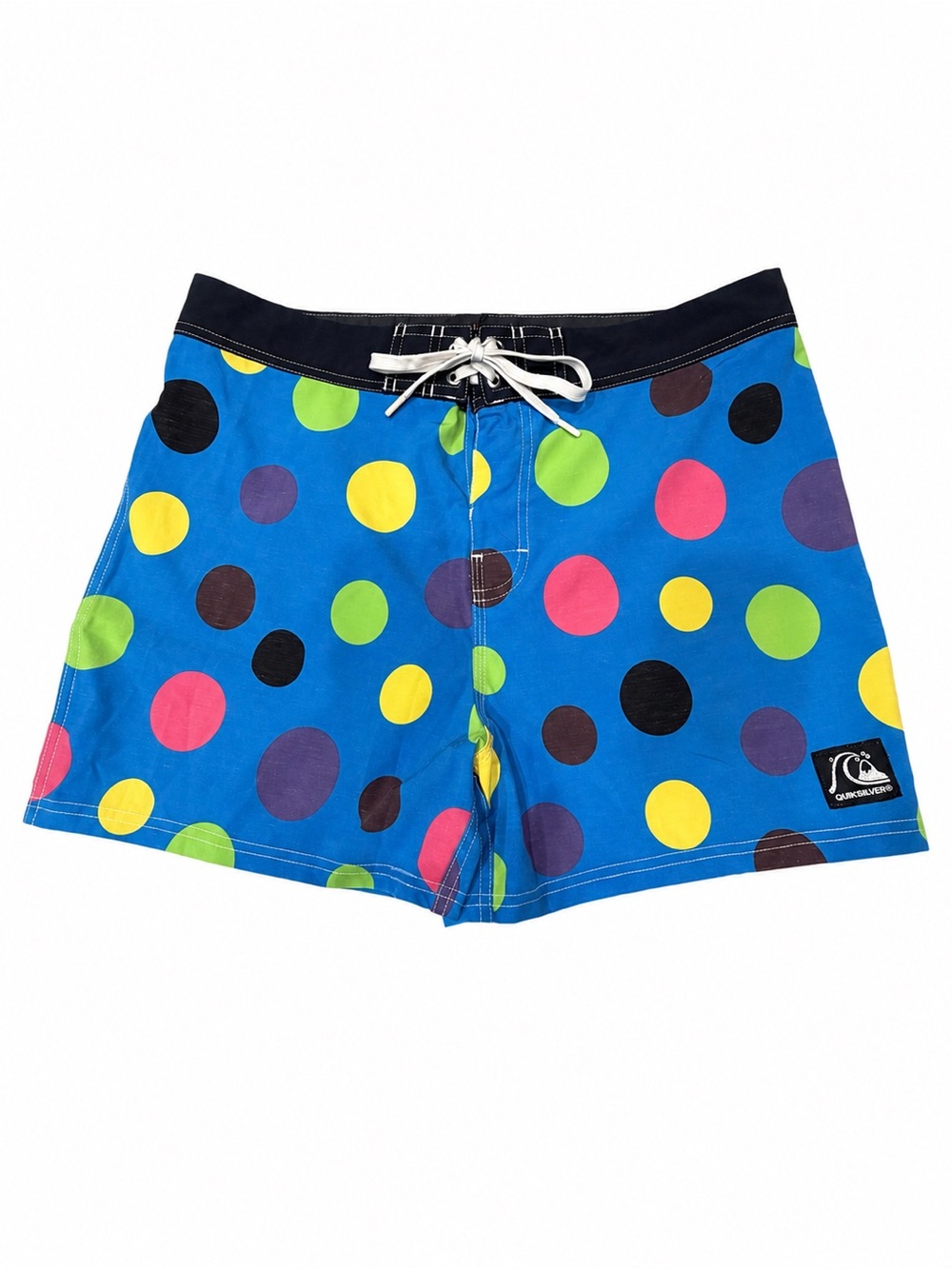 Quiksilver Blue Swim Trunks with Multicolor Polka Dots - Size 33